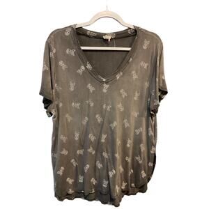 Cable & Gauge Grey Skull Graphic Top Tee T-Shirt Size L (See Measurements)